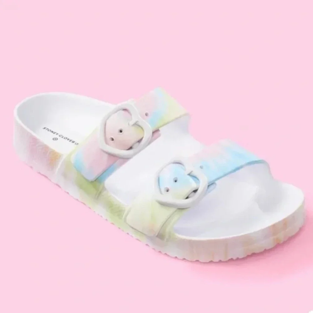 Stoney Clover Lane x Target rainbow tie dye slide sandals
